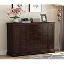 GADWAL FURNITURE Solid Sheesham Wood Wooden Cabinet Sideboard with 4 Drawers and 2-Door Storage for Your Living Room, Bedroom Storage (Neriah, Walnut Finish)