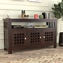 Solid Sheesham Wooden Sideboard Cabinet with 3 Door &amp; 6 Shelves - Chest of Drawers Wooden Drawer Storage Cabinet for Bedroom Living Room Storage (Carla, Walnut Finish)