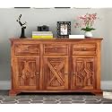Solid Sheesham Wood Wooden Storage Cabinet with 6 Shelves 3 Drawer &amp; 3 Door Storage | Sideboard Cabinet for Bedroom Living Room Storage Solution | (Novato, Honey Finish)
