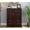 Sheesham Wooden Chest of Drawers for Living Room with 5 Spacious Drawer &amp; Door Storage - Chest of Drawers Wooden Drawer Cabinet for Bedroom Home Decor (Maleah, Walnut Finish)