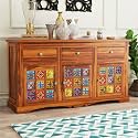Solid Sheesham Wood Wooden Storage Cabinet with 3 Drawer &amp; 3 Door | Sideboard Cabinet for Bedroom Living Room Storage Solution | (Ozark, Honey Finish)