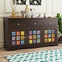Solid Sheesham Wood Wooden Storage Cabinet with 3 Drawer & 3 Door | Sideboard Cabinet for Bedroom Living Room Storage Solution | (Ozark, Walnut Finish)