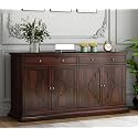 Solid Sheesham Wood Wooden Cabinet Sideboard with 2 Drawers and 4-Door Storage (Chandler, Walnut Finish)