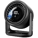 Gaiatop Desk Fan with Touch Control, 5 Speeds Ultra Quiet Bedroom Fan with LED Display, 90° Tilt, 7.7 Inch USB-C Rechargeable Desktop Fan for Dorm Office Room Home Office, Black