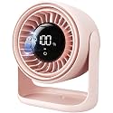 Gaiatop Desk Fan with Touch Control, 5 Speeds Ultra Quiet Bedroom Fan with LED Display, 90° Tilt, 7.7 Inch USB-C Rechargeable Desktop Fan for Dorm Office Room Home Office, Pink