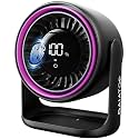 Gaiatop Desk Fan with Touch Control, 4000mAh Battery, 5 Speeds Ultra Quiet Bedroom Fan with LED Display, 90° Tilt, 7.7 In USB-C Rechargeable Desktop Fan for Dorm Office Room Home Office, Black Purple
