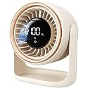Gaiatop Desk Fan, Touch Control LED Display Small Portable Fans, 5 Speeds Strong Wind, Ultra Quiet Rechargeable, 3–10.4H Long-Lasting Runtime Table Desktop Fan for Bedroom, Office (White Beige)