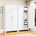 GAIOUS 79" Metal Wardrobe Cabinet with Hanging Rod, Clothes Storage Cabinet