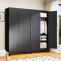 GAIOUS 79" Metal Wardrobe Cabinet with Hanging Rod, Clothes Storage Cabinet