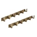 Antique Brass Extra Long 40 cm 6 Pin Bathroom Cloth Wall Hooks Hanger for Hanging Keys, Clothes, Towel - Set of 2