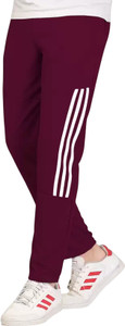 GAJVU Men Maroon White Track Pants