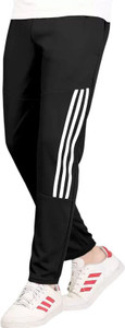 GAJVU Striped Men Black White Track Pants