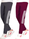 GAJVU Striped Men Grey Maroon White Track