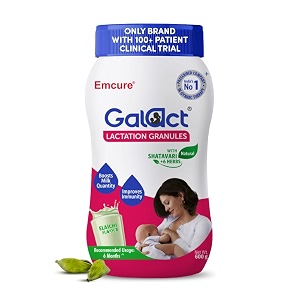 galact lactation granules 600g  india39s only brand with 100 patient clinical trial  lactation supplement for breastfeeding  4x milk boost  shatavari amp 6 herbs  30 days pack  elaichi flavour