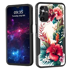 for galaxy a13 5ga04s casedual layer shockproof heavy duty full body protection tough rugged durable protective cell phone cover for samsung galaxy a13 5ga04stropical flower