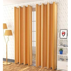 galaxy home decor plain royal silky curtains for long door 8 feet 1 piece gold gold long door 8 feet