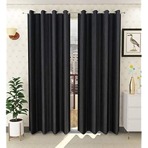 galaxy home decor plain royal silky curtains for long door 9 feet 1 piece black black long door 9 feet