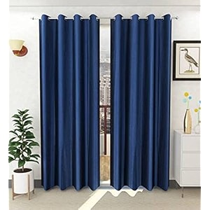 galaxy home decor plain royal silky curtains for door 7 feet 1 piece blue blue door 7 feet