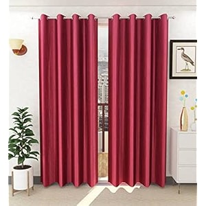 galaxy home decor plain royal silky curtains for long door 9 feet 1 piece maroon maroon long door 9 feet