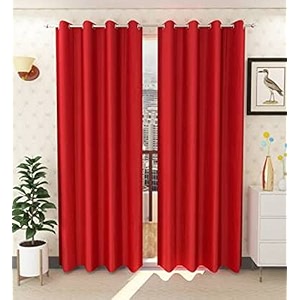 galaxy home decor plain royal silky curtains for long door 9 feet 1 piece red red long door 9 feet