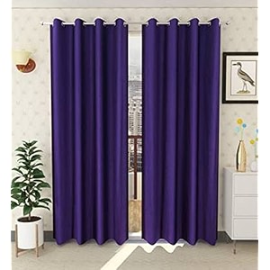 galaxy home decor plain royal silky curtains for long door 9 feet 1 piece purple purple long door 9 feet