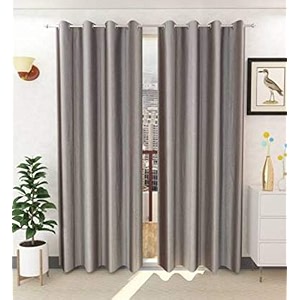 galaxy home decor plain royal silky curtains for long door 9 feet 1 piece grey grey long door 9 feet