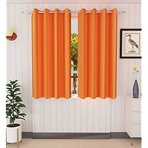 galaxy home decor plain royal silky curtains for window 6 feet 1 piece orange orange window 6 feet