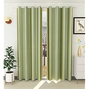 galaxy home decor plain royal silky curtains for long door 9 feet 1 piece green green long door 9 feet