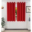 Galaxy Home Decor Plain Royal Silky Curtains for Window 6 Feet, 1 Piece, Red (Red, Window 6 Feet)