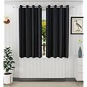 Galaxy Home Decor Plain Royal Silky Curtains for Window 6 Feet, 1 Piece, Black (Black, Window 6 Feet)
