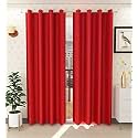 Galaxy Home Decor Plain Royal Silky Curtains for Door 7 Feet, 1 Piece, Red (Red, Door 7 Feet)