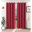 Galaxy Home Decor Plain Royal Silky Curtains for Long Door 8 Feet, 1 Piece, Maroon (Maroon, Long Door 8 Feet)