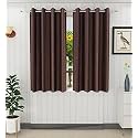 Galaxy Home Decor Plain Royal Silky Curtains for Window 5 Feet, 1 Piece, Brown (Brown, Window 5 Feet)