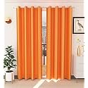 Galaxy Home Decor Plain Royal Silky Curtains for Door 7 Feet, 1 Piece, Orange (Orange, Door 7 Feet)