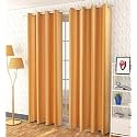Galaxy Home Decor Plain Royal Silky Curtains for Long Door 9 Feet, 1 Piece, Gold (Gold, Long Door 9 Feet)