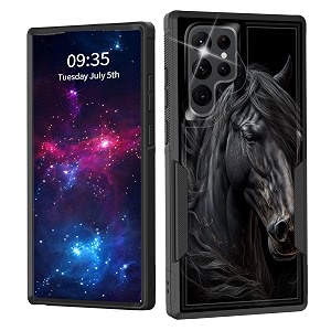 for galaxy s22 ultra casedual layer shockproof heavy duty full body protection tough rugged durable protective cell phone cover for samsung galaxy s22 ultra 6834black horse