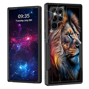 for galaxy s22 ultra casedual layer shockproof heavy duty full body protection tough rugged durable protective cell phone cover for samsung galaxy s22 ultra 6834colorful lion head