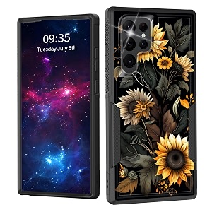 for galaxy s22 ultra casedual layer shockproof heavy duty full body protection tough rugged durable protective cell phone cover for samsung galaxy s22 ultra 6834beautiful sunflower