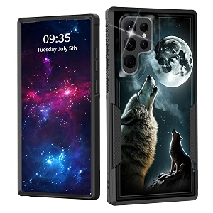 for galaxy s22 ultra casedual layer shockproof heavy duty full body protection tough rugged durable protective cell phone cover for samsung galaxy s22 ultra 6834wolf moon