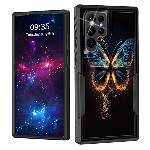 for galaxy s22 ultra casedual layer shockproof heavy duty full body protection tough rugged durable protective cell phone cover for samsung galaxy s22 ultra 6834beautiful butterfly