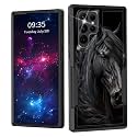 for Galaxy S22 Ultra Case,Dual Layer Shockproof Heavy Duty Full Body Protection Tough Rugged Durable Protective Cell Phone Cover for Samsung Galaxy S22 Ultra 6.8",Black Horse