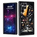 for Galaxy S22 Ultra Case,Dual Layer Shockproof Heavy Duty Full Body Protection Tough Rugged Durable Protective Cell Phone Cover for Samsung Galaxy S22 Ultra 6.8",Astronaut Planet Moon