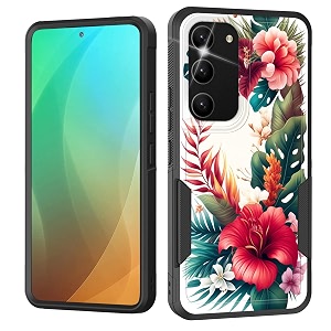 for galaxy s23 casedual layer shockproof heavy duty full body protection tough rugged durable protective cell phone cover for samsung galaxy s23 5g 6134 2023tropical flower
