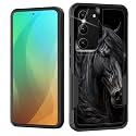 for Galaxy S23 Case,Dual Layer Shockproof Heavy Duty Full Body Protection Tough Rugged Durable Protective Cell Phone Cover for Samsung Galaxy S23 5G 6.1" 2023,Black Horse