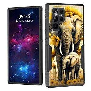for galaxy s23 ultra casedual layer shockproof heavy duty full body protection tough rugged durable protective cell phone cover for samsung galaxy s23 ultra 6834sunflower elephant