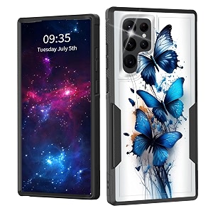 for galaxy s23 ultra casedual layer shockproof heavy duty full body protection tough rugged durable protective cell phone cover for samsung galaxy s23 ultra 6834butterfly abstract