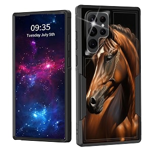 for galaxy s23 ultra casedual layer shockproof heavy duty full body protection tough rugged durable protective cell phone cover for samsung galaxy s23 ultra 6834horse