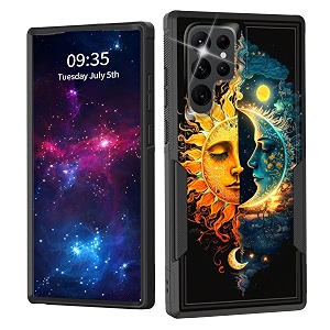 for galaxy s23 ultra casedual layer shockproof heavy duty full body protection tough rugged durable protective cell phone cover for samsung galaxy s23 ultra 6834sun and moon