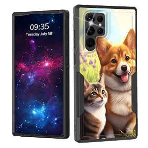 for galaxy s23 ultra casedual layer shockproof heavy duty full body protection tough rugged durable protective cell phone cover for samsung galaxy s23 ultra 6834dog and cat