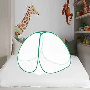 foldable baby mosquito net for 0 to 36 months year old baby with 3ft x 3ft x 25ft size green